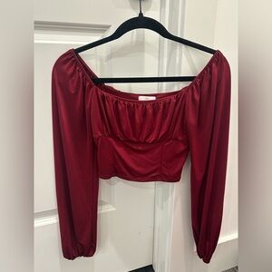 Elegant Off-Shoulder Red Top